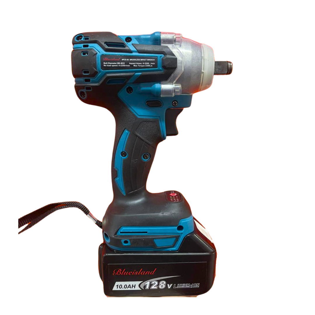 LLAVE DE IMPACTO CON ACCESORIOS | INCLUYE 2 BATERÍAS 128V DE REGALO